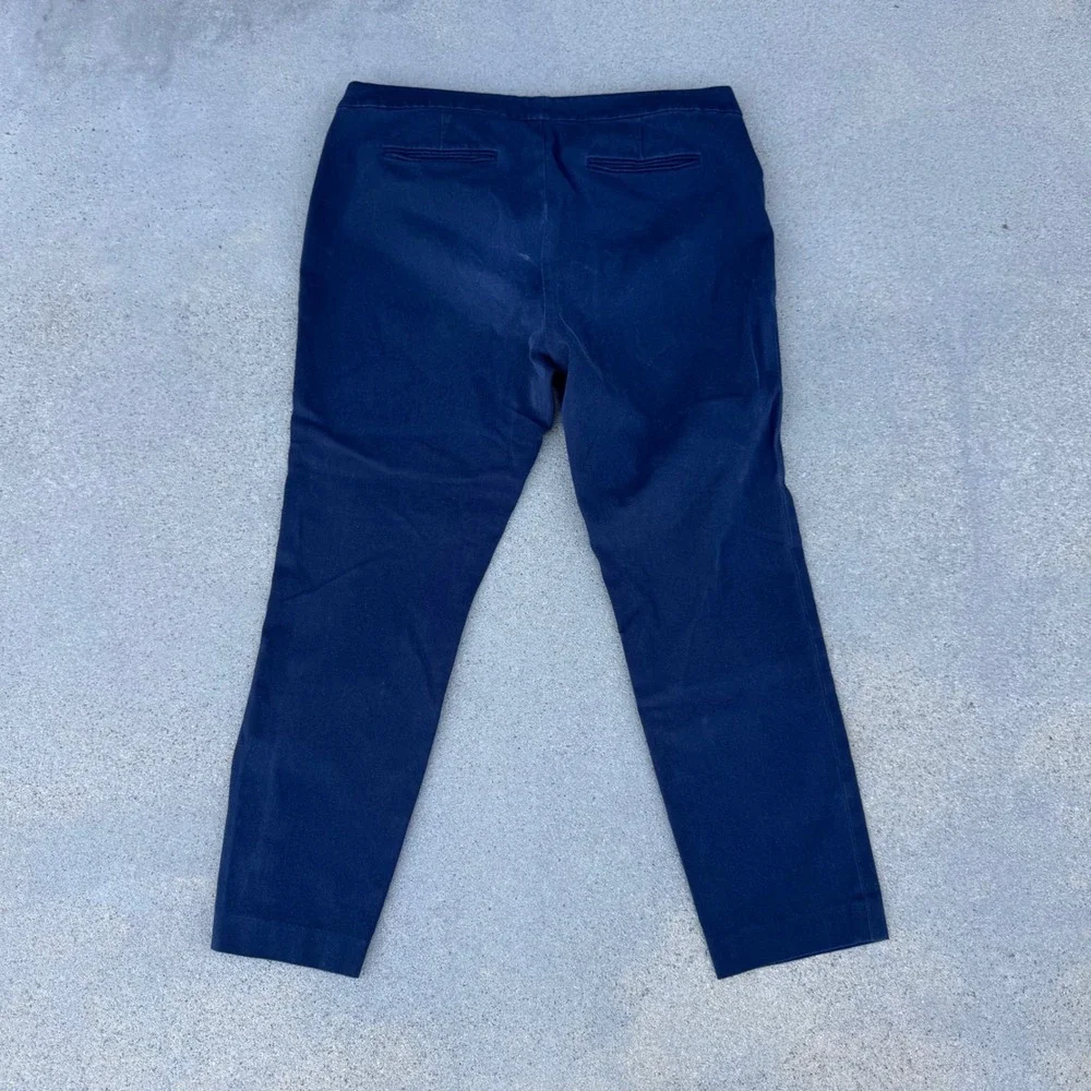 Lauren Ralph Lauren Womens Navy Blue Ankle Pants‎ Size 14 Stretch Tapered Chino